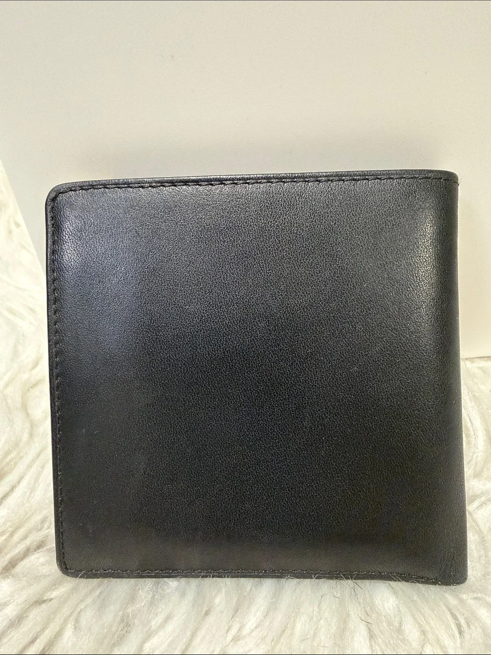 DUNHILL Black Leather Bifold Wallet with Gold Accents